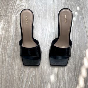 Aldo Black Leather Mules